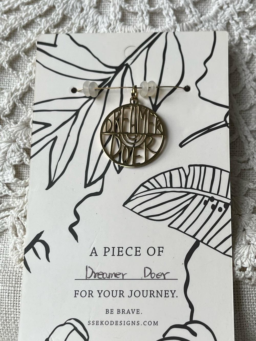 Gold 'Dreamer Doer' Pendant Necklace Charm
